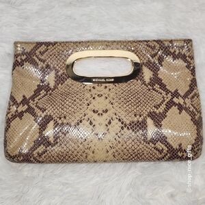 MICHAEL Michael Kors Berkley Bag | Nude Snakeskin | Women's Evening Clutch Bag